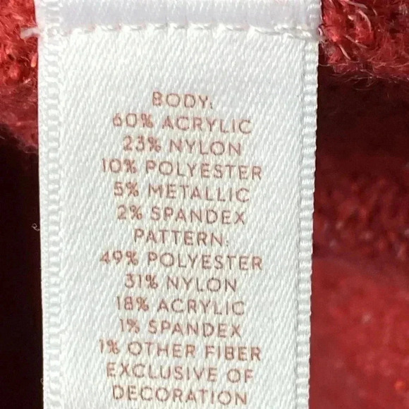 LAUREN CONRAD WO SIZE XL PETITE  SOFT ROSE RED METALLIC THREAD SWEATER PENGUIN - Picture 10 of 12